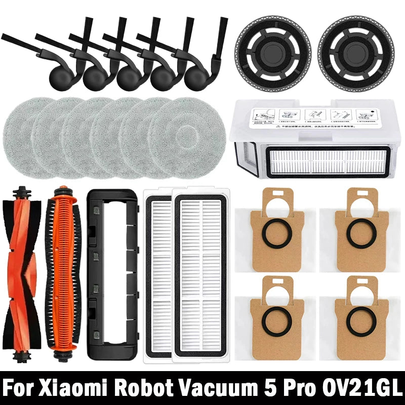 Compatible with Xiaomi Robot Vacuum 5 Pro/OV21GL Robot Vacuum Cleaner Accessories Mop Dust Bag Main Brush Side Brush Filter Replacement