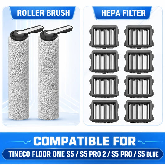 Compatible with Tineco Floor ONE S5 / S5 Pro 2 / S5 Pro / S5 Blue Vacuum Parts Roller Mop Cloth HEPA Filter Replacement Accessories