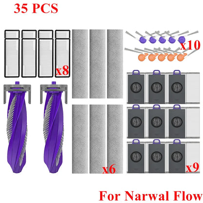 Replacement For Narwal Flow Vacuum Accessories Main Roller Side Brush Hepa Filter Mop Cloth Pads Dust Bag Spare Part