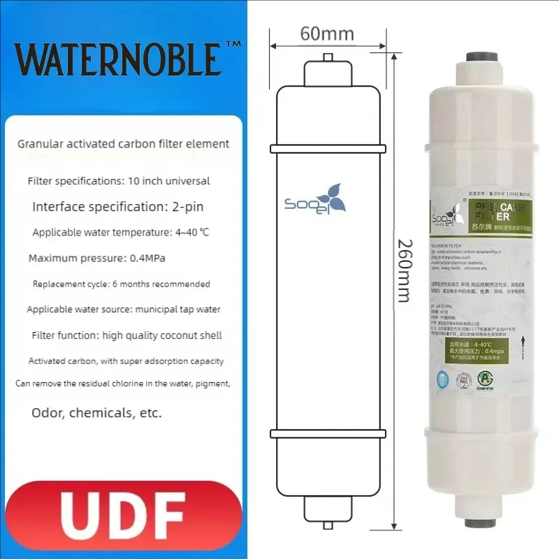 10" Quick-Connect Carbon Inline Water Filter 1/4" Refrigerator Ice Maker Home RO System Post-Carbon Filter Replacement Cartridge