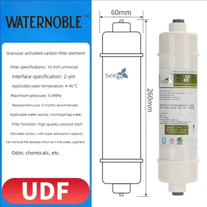10" Quick-Connect Carbon Inline Water Filter 1/4" Refrigerator Ice Maker Home RO System Post-Carbon Filter Replacement Cartridge