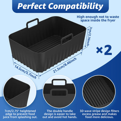 Reusable Silicone Air Fryer Basket Liner Non-Stick Heatproof Air Frying Pan Oven Baking Tray Kitchen Air Fryer Silicone Liner