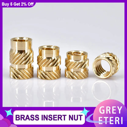 1/4 2-56 4-40 6-32 8-32 10-32 Hot Melt Heat Brass Copper Insert Nut Inch Size Nutsert Threaded Nuts Inserts Insertnut Embedded