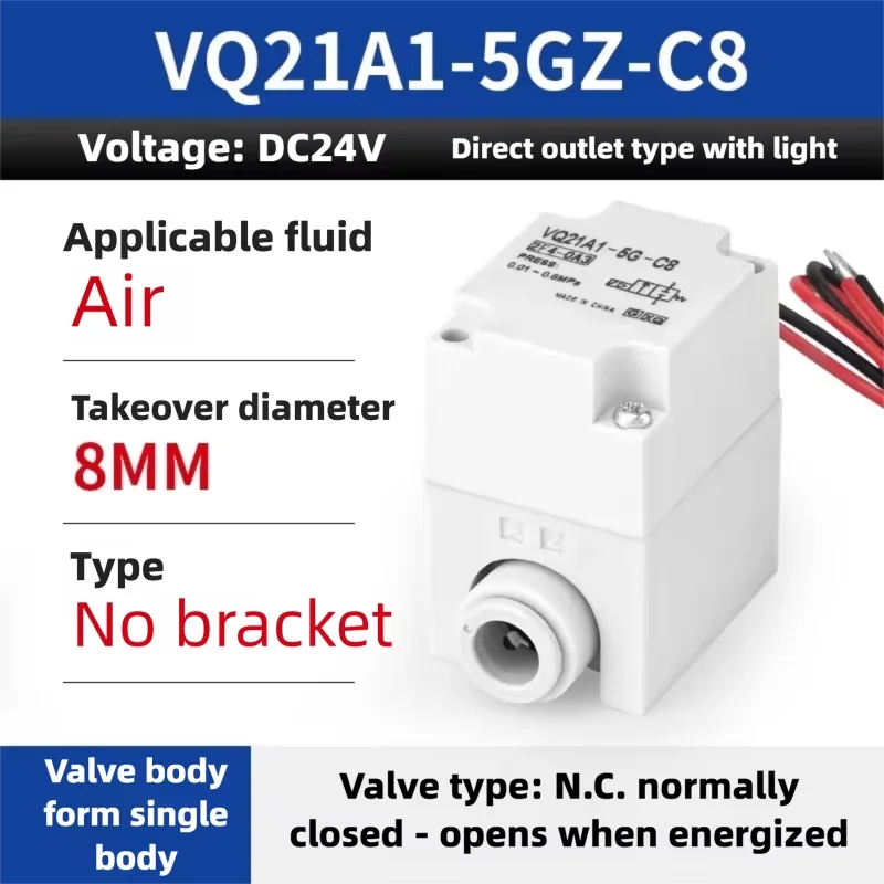 2 Way Plastic Pneumatic Solenoid Valve VQ21A1-5G/5GZ-C6/C8 2 Position 2 Port Air Control Valve