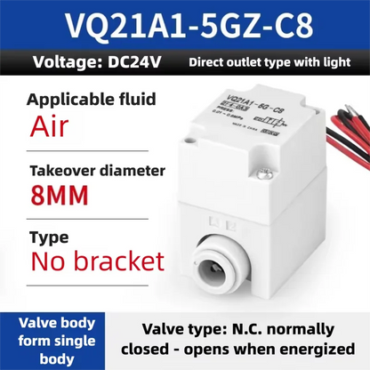2 Way Plastic Pneumatic Solenoid Valve VQ21A1-5G/5GZ-C6/C8 2 Position 2 Port Air Control Valve