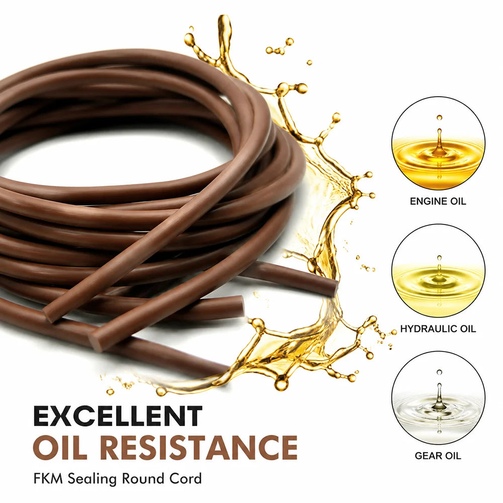 10/5/2M Brown FKM Seal Strip Dia 1.5~10mmHigh temperature/abrasion resistant/equipment cabinet door sealing strip