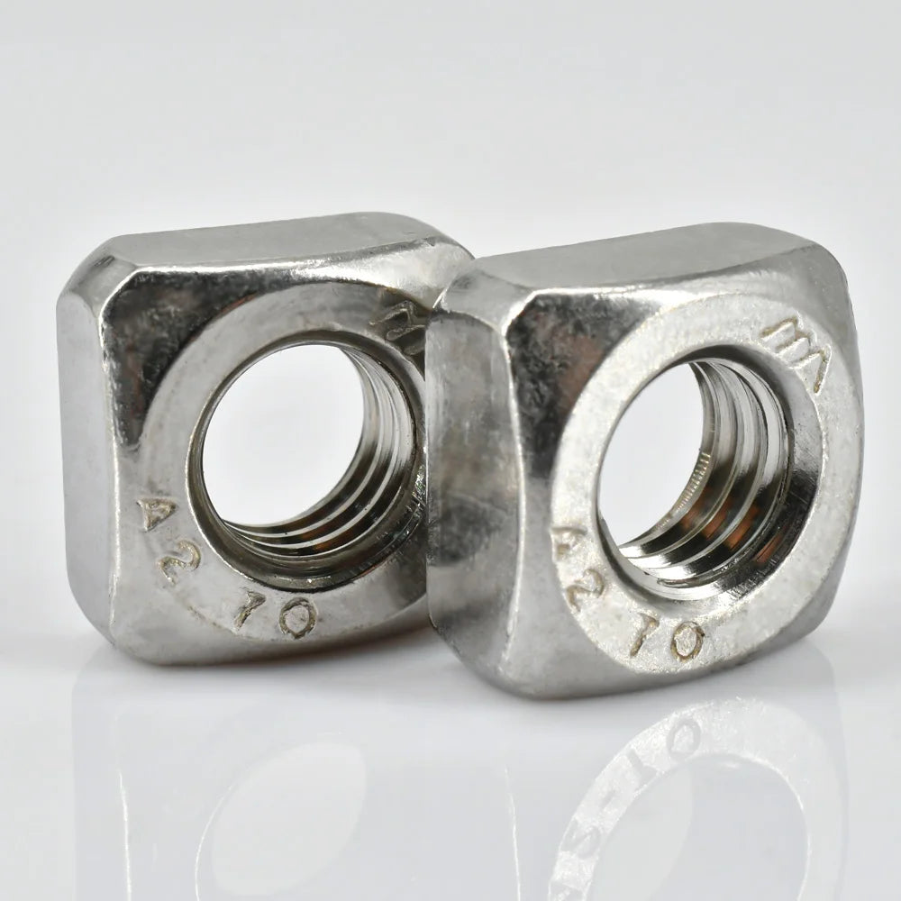 3-100pcs 304 Stainless Steel Metric Threaded Square Nut Foursquare Quadrate A2-70 M3M4 M5 M6 M8 M10 M12 Square Nuts