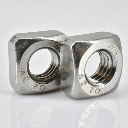 3-100pcs 304 Stainless Steel Metric Threaded Square Nut Foursquare Quadrate A2-70 M3M4 M5 M6 M8 M10 M12 Square Nuts