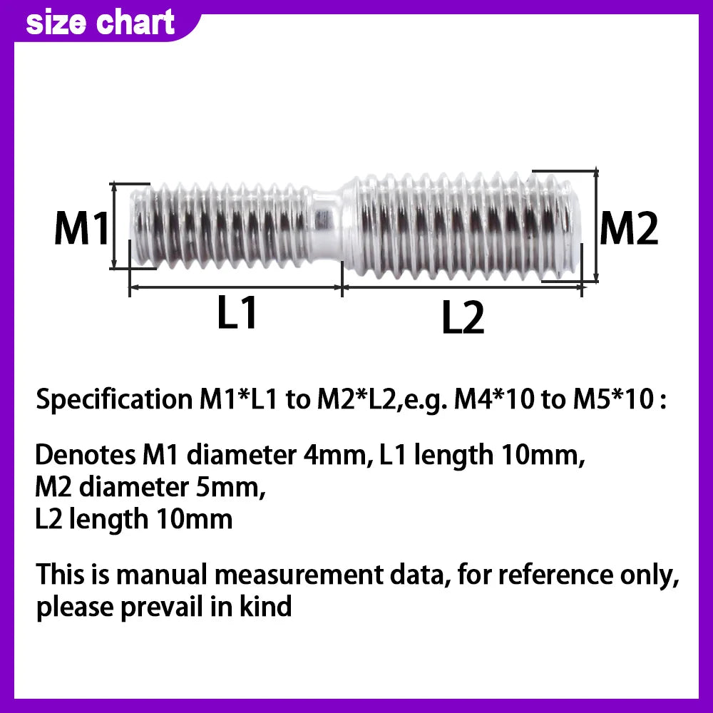 1-20pcs Doubleended Converter Reducing Bolt Stainless Steel Reducing Screws Camera Adapter Convert Erended Headless Bolts M3-M16
