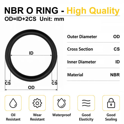 20Pcs NBR O-Ring CS 2mm OD 5~50mm /corrosion-resistant/equipment maintenance rubber O-ring