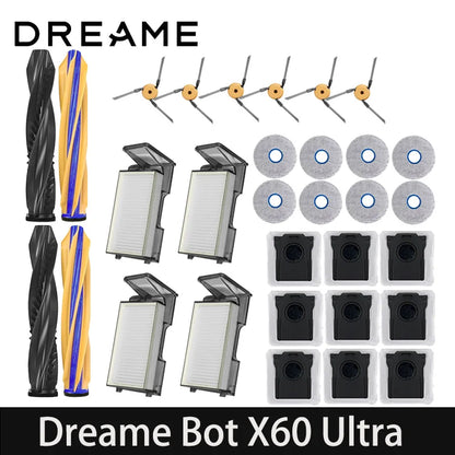 Dreame X60 Ultra Robot Vacuum Spare Parts Consumables Main Side Brush Hepa Filter Mop Cloth Dust Bag Accessories