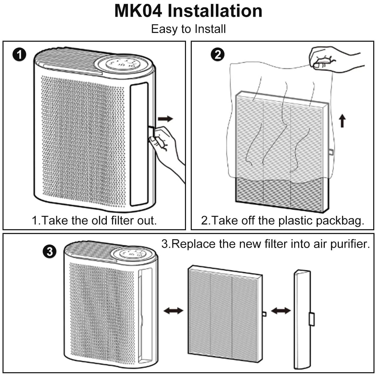 2 Pack MK04 Replacement Filter Compatible with Aroeve - Filter Replacement For Filte Pet Dander
