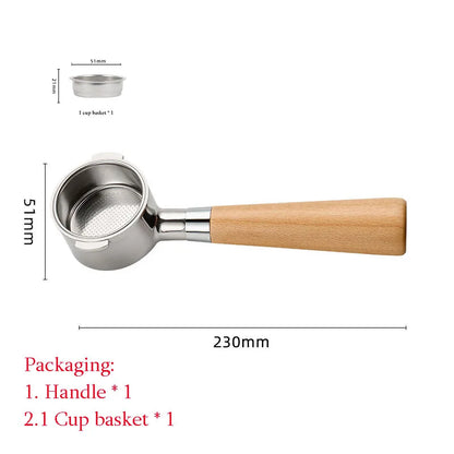 51mm Coffee Basket Delong ECO310 Mmodified Solid Wood Handle Two Ears Stainless Steel Bottomless Portafilter Barista Accessories