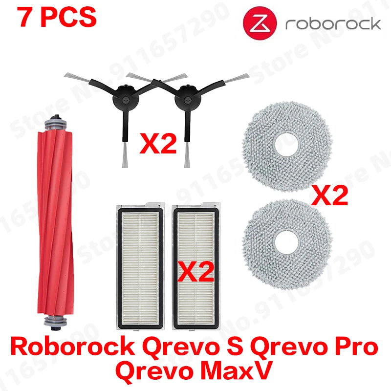 Compatible with Roborock Qrevo S Qrevo Pro Qrevo MaxV Robot Vacuum Parts Main Roller Side Brush Hepa Filter Mop Pad Cloth Dust Bag Accessories