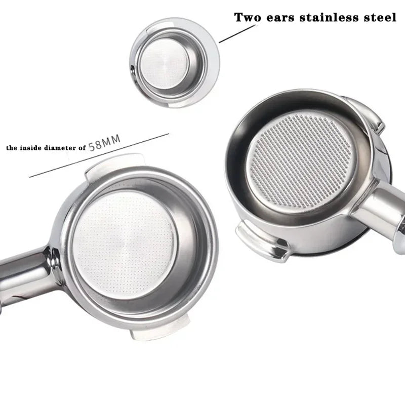 58mm 2ears Bottomless Portafilter for Expobar/E61/Rocket Espresso Machine Stainless Steel Modified Coffee Handle Filter Tool