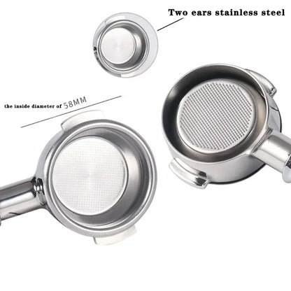 58mm 2ears Bottomless Portafilter for Expobar/E61/Rocket Espresso Machine Stainless Steel Modified Coffee Handle Filter Tool