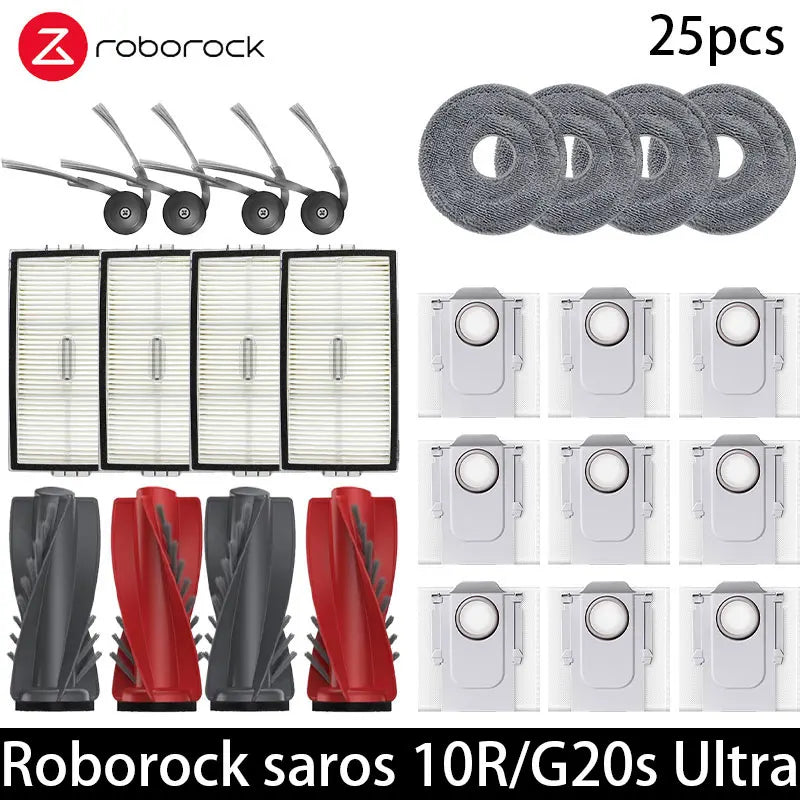 Compatible with Roborock Saros 10R/G20S Ultra Accessories Brush Filter Mop Cloth Dust Bag Spare Parts