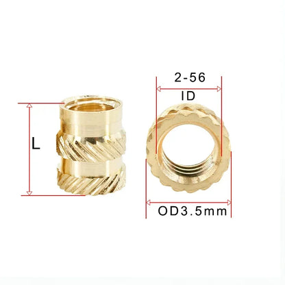1/4 2-56 4-40 6-32 8-32 10-32 Hot Melt Heat Brass Copper Insert Nut Inch Size Nutsert Threaded Nuts Inserts Insertnut Embedded