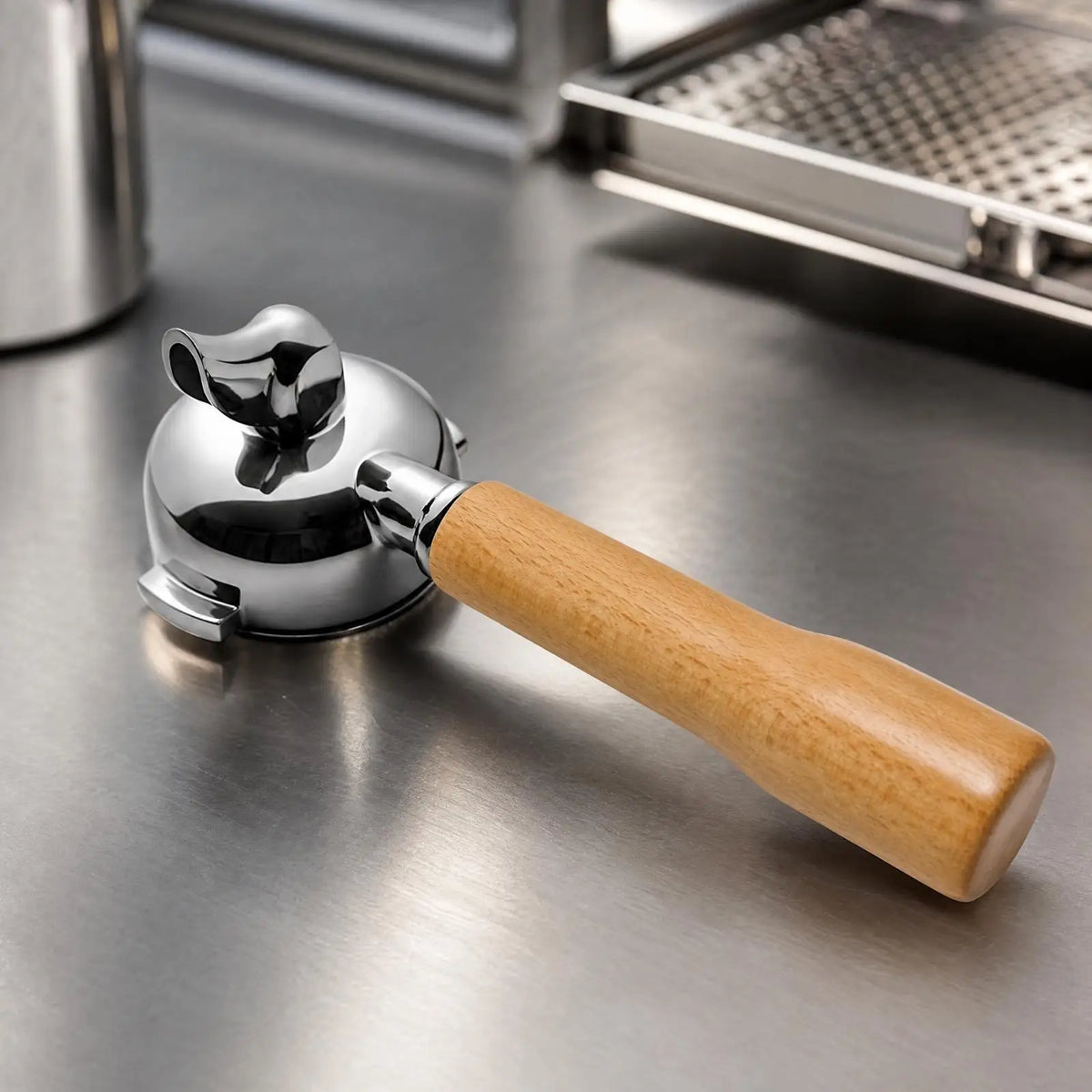 58mm Espresso Portafilter Handle with Basket Stainless Steel Wood Grip for E61 Group Head Coffee Maker