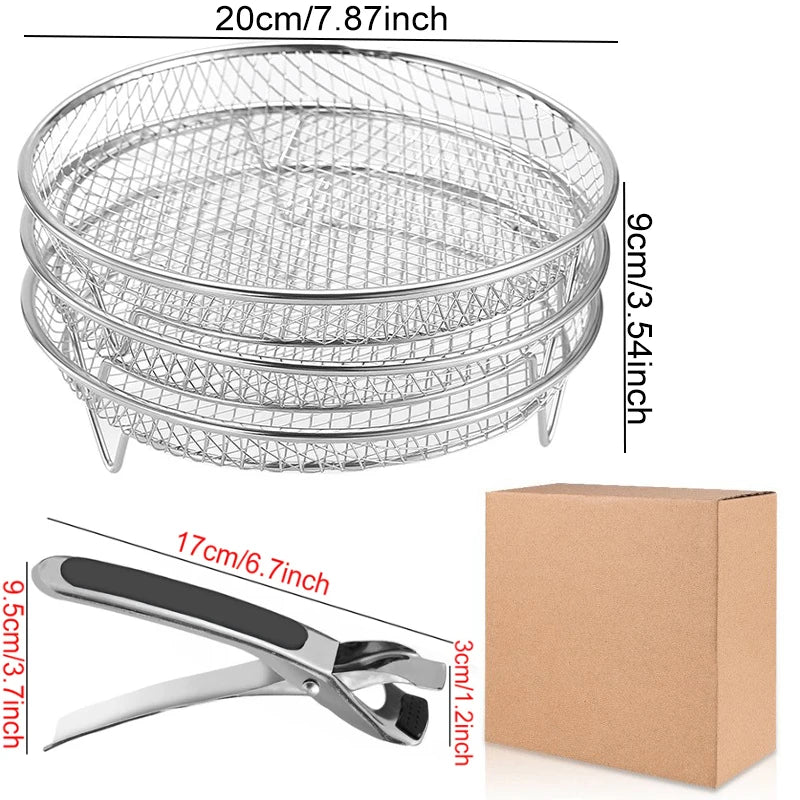 Air Fryer Accessories Metal Oven Air Fryer Racks For Baking Stackable Grill Skewer Rack Fit All Airfryer 4.2Qt - 5.8Qt