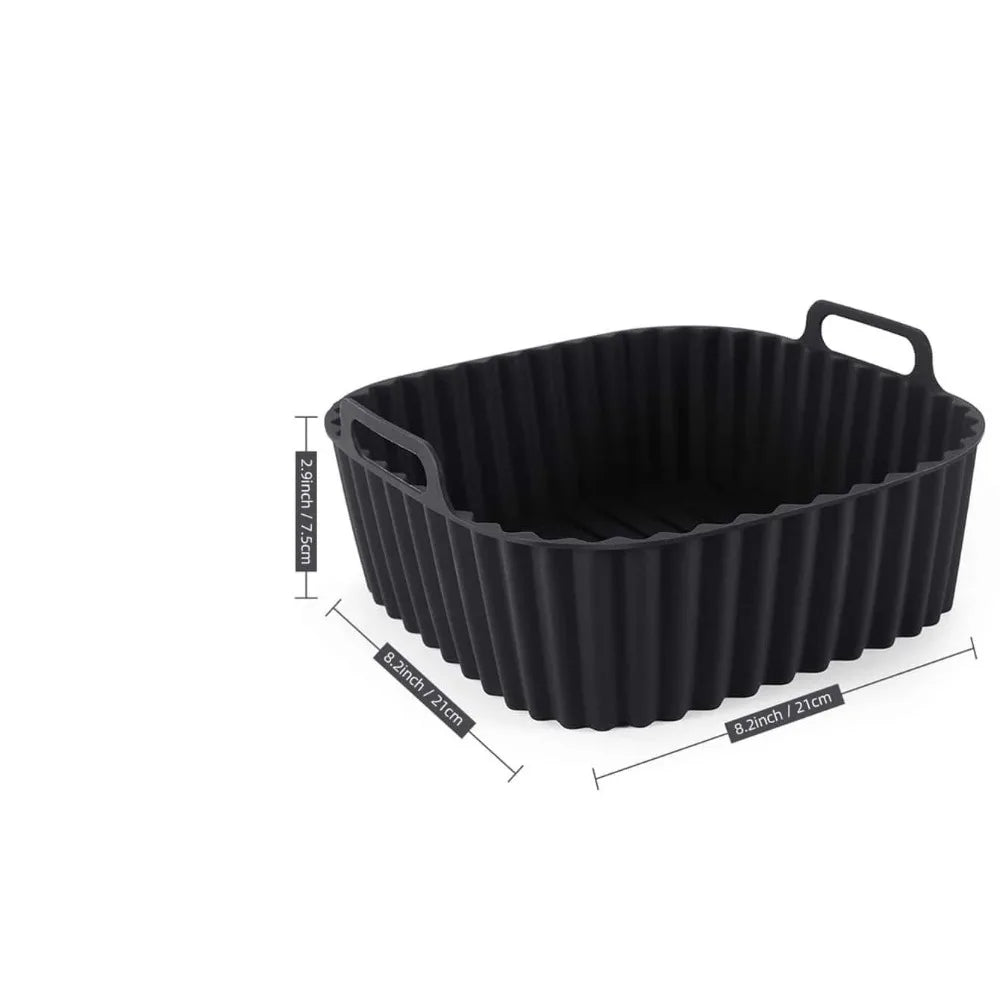 Air Fryer Silicone Liners Square Reusable Non Stick Basket Mat for 4-7QT Air Fryer Oven Microwave Baking Airfryer Accessories