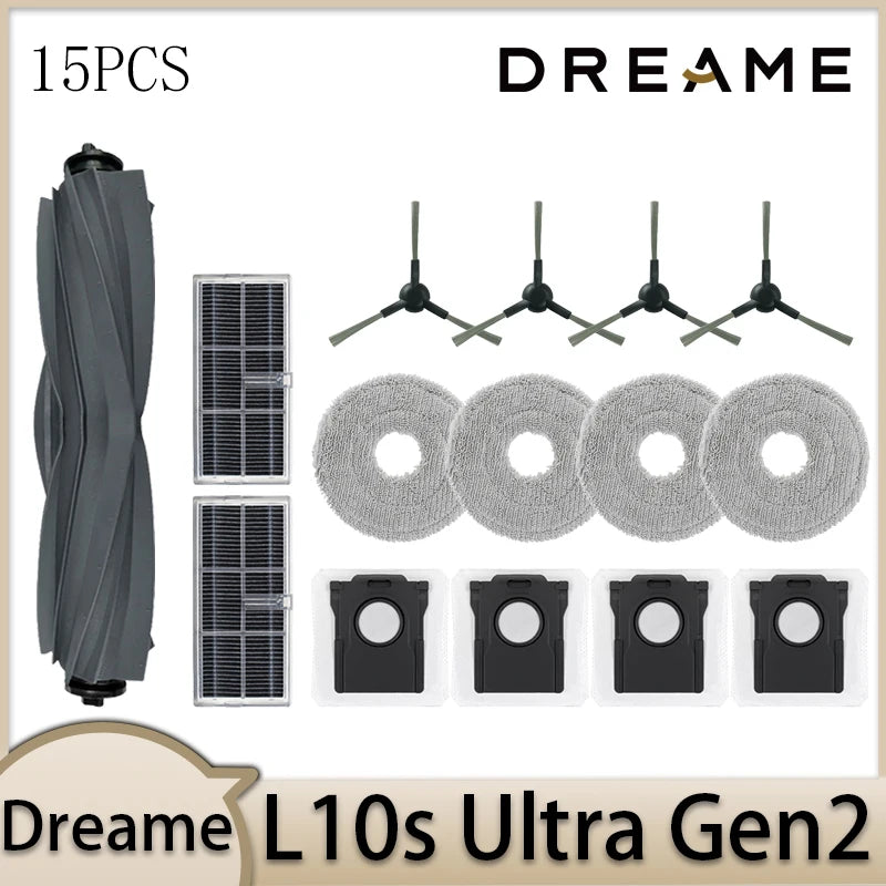 Dreame L10s Ultra Gen2 Robot Vacuum Cleaner Accessories Main Brush Side Brush HEPA Filter Mop Cloths Dust Bag