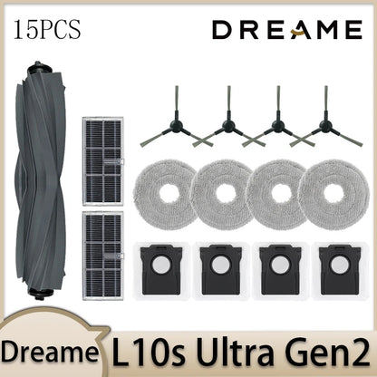 Dreame L10s Ultra Gen2 Robot Vacuum Cleaner Accessories Main Brush Side Brush HEPA Filter Mop Cloths Dust Bag