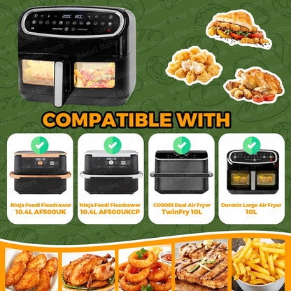 Air Fryer Disposable Liners 10.4L Dual Zone 5.2L Baking Paper for Ninja Foodi Flex AF500EU/AF500EUCP, Cosori 10L
