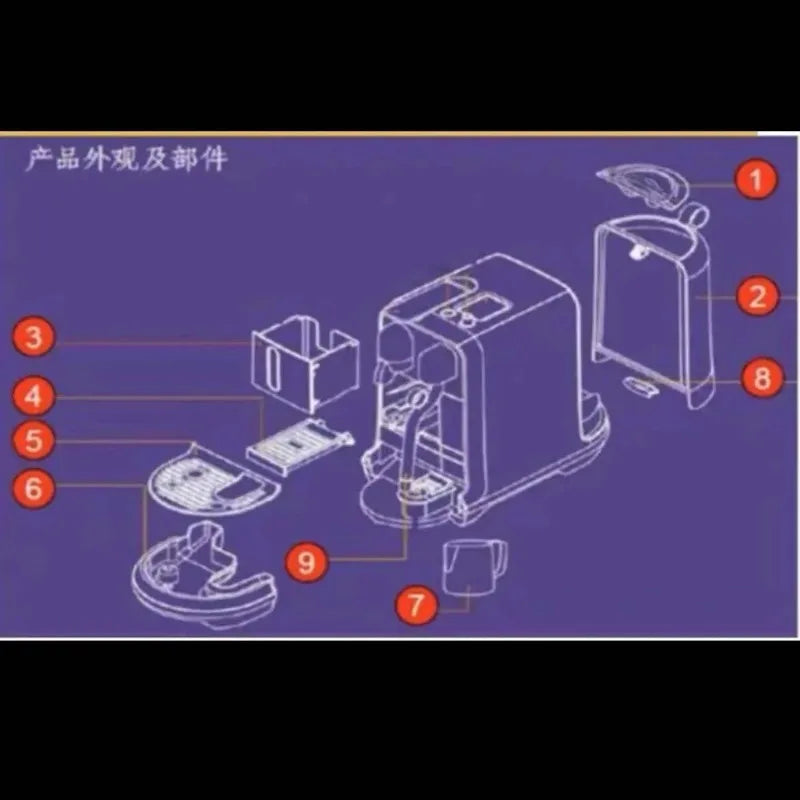 Water Tank Capsule Coffee Machine, Compatible with Nepresso Pro, J620 Capsule, Accessories, including Cover