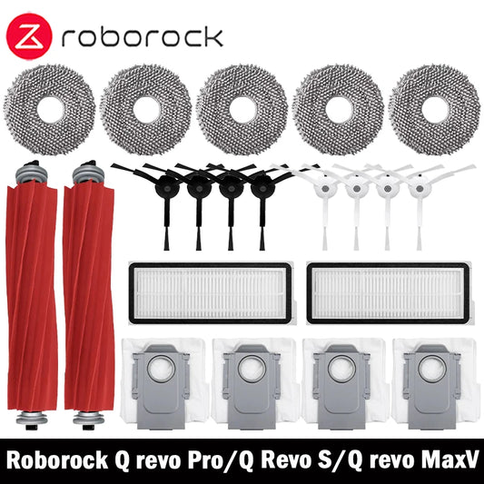 Compatible with Roborock Q Revo MaxV / Q Revo S / Q Revo Pro Robot Aspirador Accesorio Bolsa De Polvo Cepillo Lateral Principal Filtro HEPA Paño