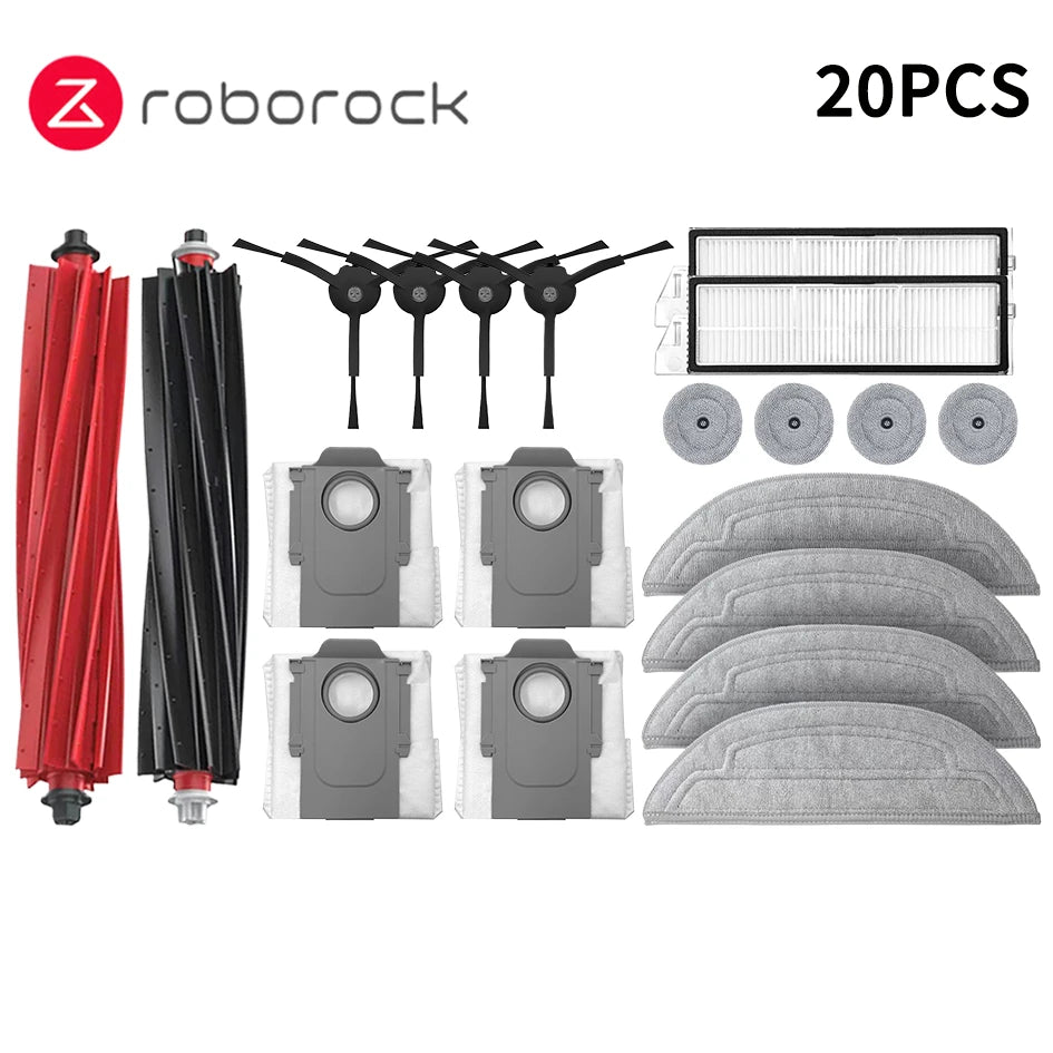 Compatible with Roborock S8 MaxV Ultra Robot Vacuum Spare Parts Main Side Brushes Mop Cloths HEPA Filters Dust Bags Accessories
