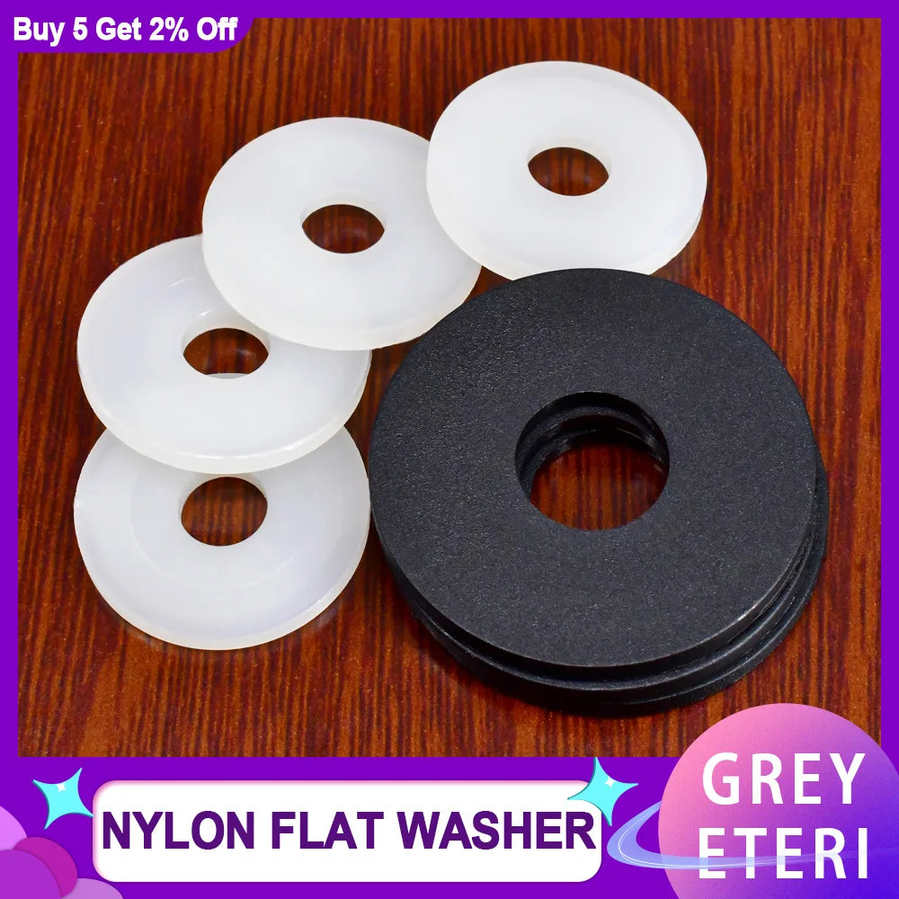 M2-M24 Black or White Nylon Flat Washers Rubber Spacer Plastic Washer Insulation Sealing Hard Gaskets For Screw Bolts