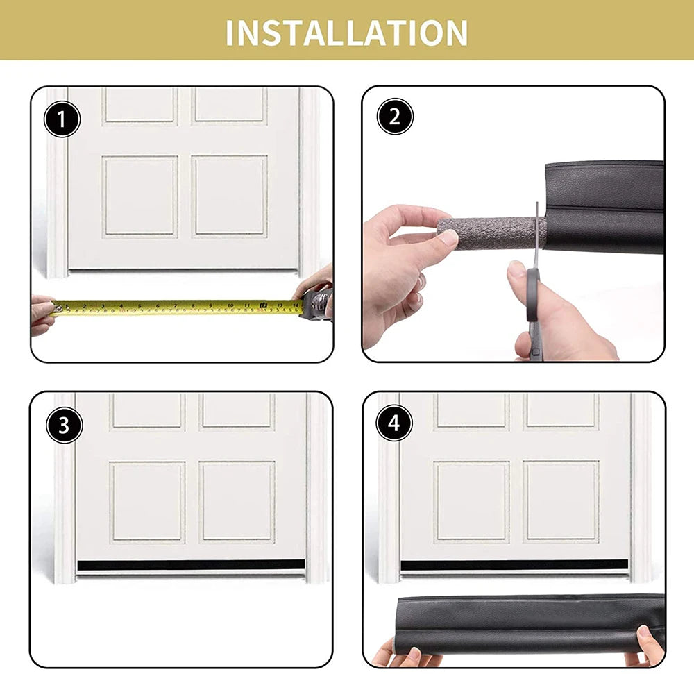 1pc Door Bottom Seal Strip Cuttable Insulation Under Door Draft Blocker Windproof Anti-Cold Gap Weather Stripping Acoustic Foam