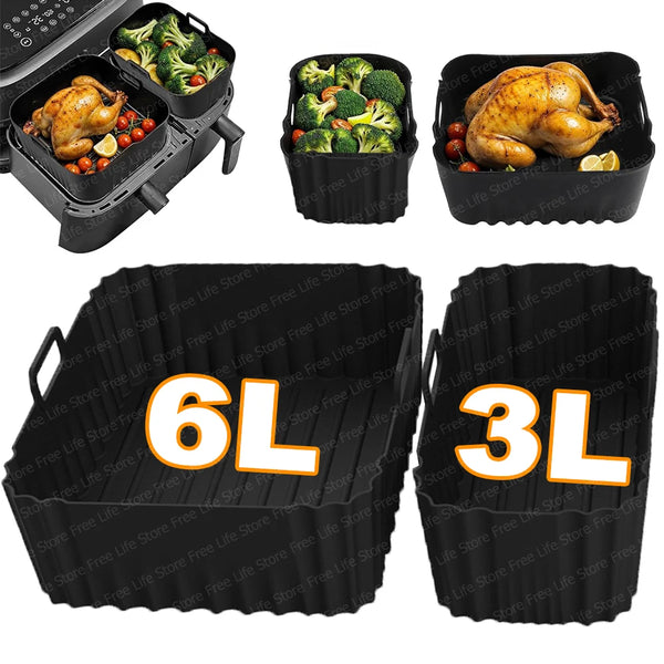 Silicone Air Fryer Mould for Philips Dual Basket Airfryer 9 Liters Reusable Baking Tray for Philips 3000/5000 Series 6/3L NA350