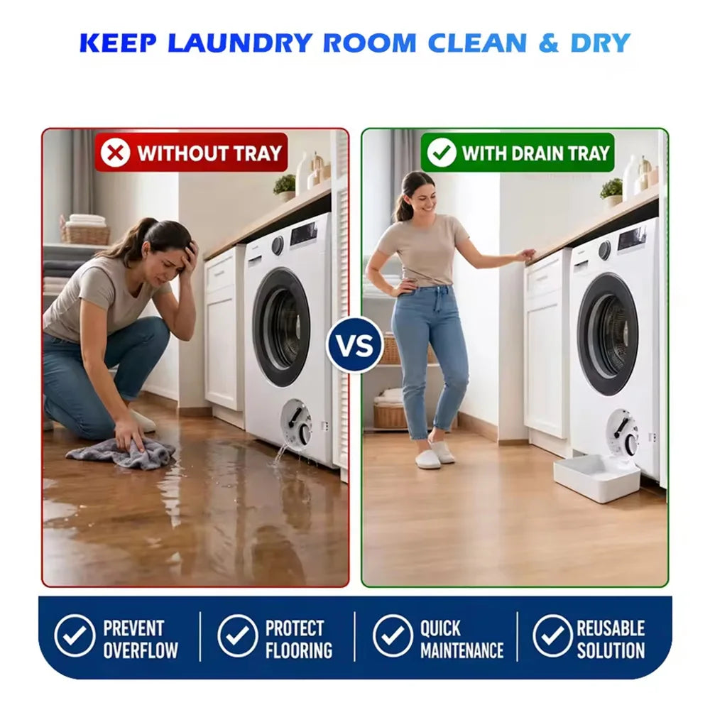 Washing Machine Drain Tray Drain Funnel Proof Tray Water Collection Catch Trays Front Load Washer Drip Catcher Base