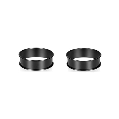 6PCS Tart Crumpet Muffin Ring Set Stainless Steel Nonstick Black Double-Rolled for Pancake Pastry Omelet Home Baking