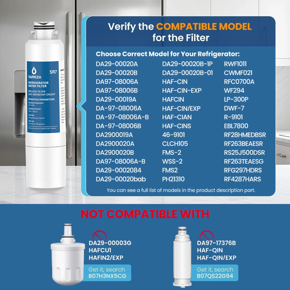 Replacement Refrigerator Water Filter Compatible with Samsung DA29-00020B / RF28HMEDBSR / RF28K9380SR
