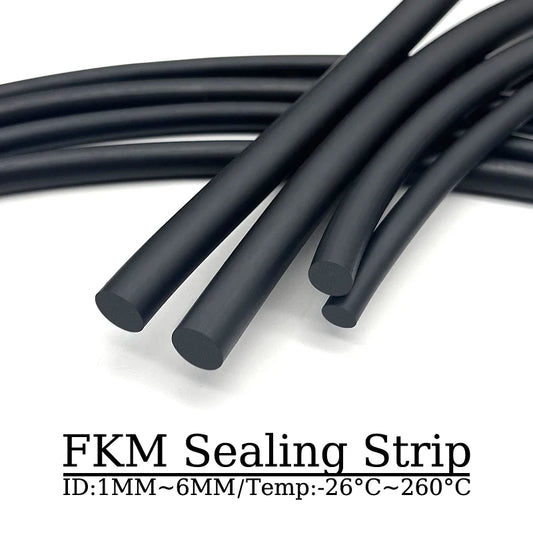 FKM Rubber Strip Dia 1~6mm Rubber Seals High Tempe Corrosion Resistance Fluororubber Sealing Solid Round Strip