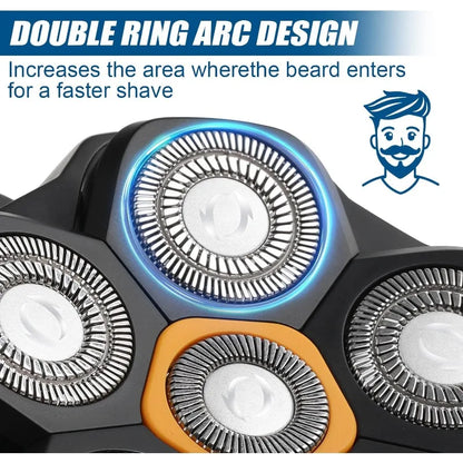 Magnetic 6 Blade Head Shaver Replacement Heads Compatible with Wyklaus Redbreak Detona DOAO Head Shaver
