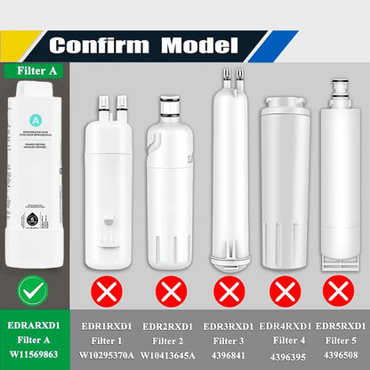 Replacement Refrigerator Water Filter Compatible with Whirlpool EDRARXD1 / EDRARXD1B / WRMF3636RZ / WRFF3536SZ / WRMF3636RV — Model Options