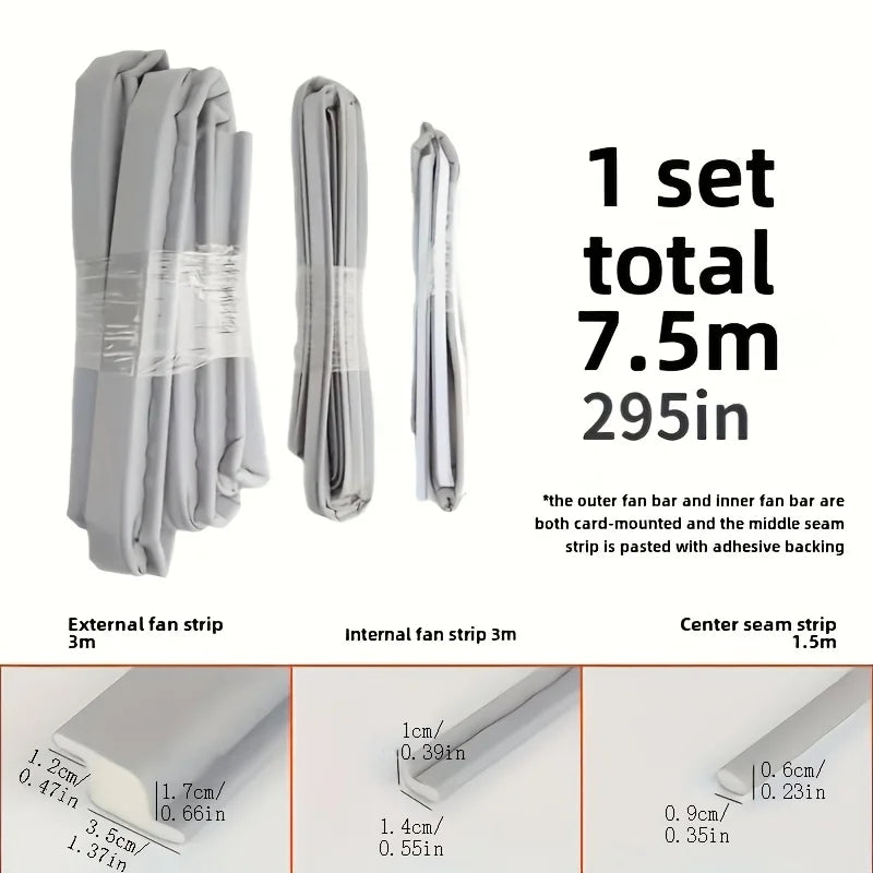 TPU Seal Strip Set for Sliding Windows and Door Windproof Soundproof Dustproof for Outer Inner Middle Gap Door Bottom