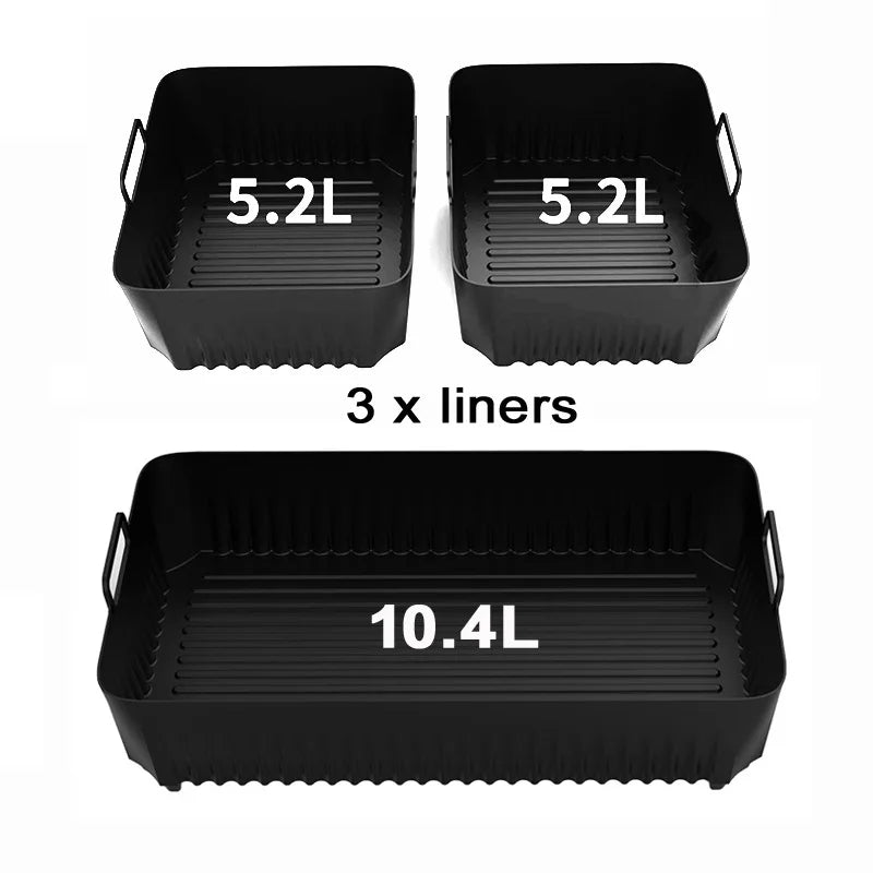 Reusable Silicone Air Fryer Basket Liner Fit Ninja AF500 Non-Stick Heatproof Easy Clean Kitchen Cooking Accessory