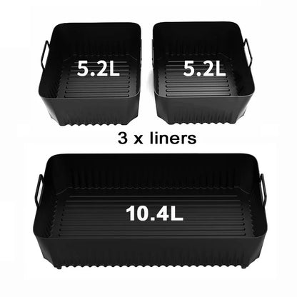 Reusable Silicone Air Fryer Basket Liner Fit Ninja AF500 Non-Stick Heatproof Easy Clean Kitchen Cooking Accessory