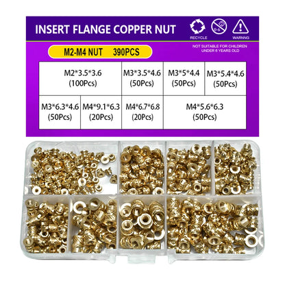 Flange Insert Nut Kit Brass Metric Threaded Sert Hot Melt Heating Embedded Injection 3D Printer Insertnut M2 M2.5 M3 M4 M5 M6M8