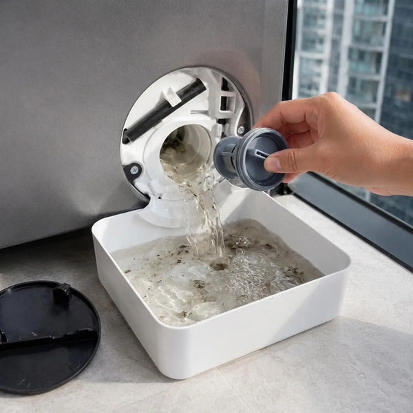Washer Drain Pan Reusable Lint Filter Accessory with Funnel Front Load Washing Machine Drain Tray for Floor Clean Dry Floor