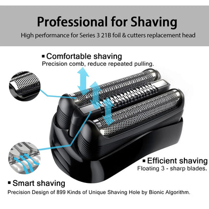Replacement Head Compatible with Braun Series 3 S3 Wet and Dry Head Foil and Cutter Electric Shaver Head 300s,301s,320s,3080s,3040s,350cc