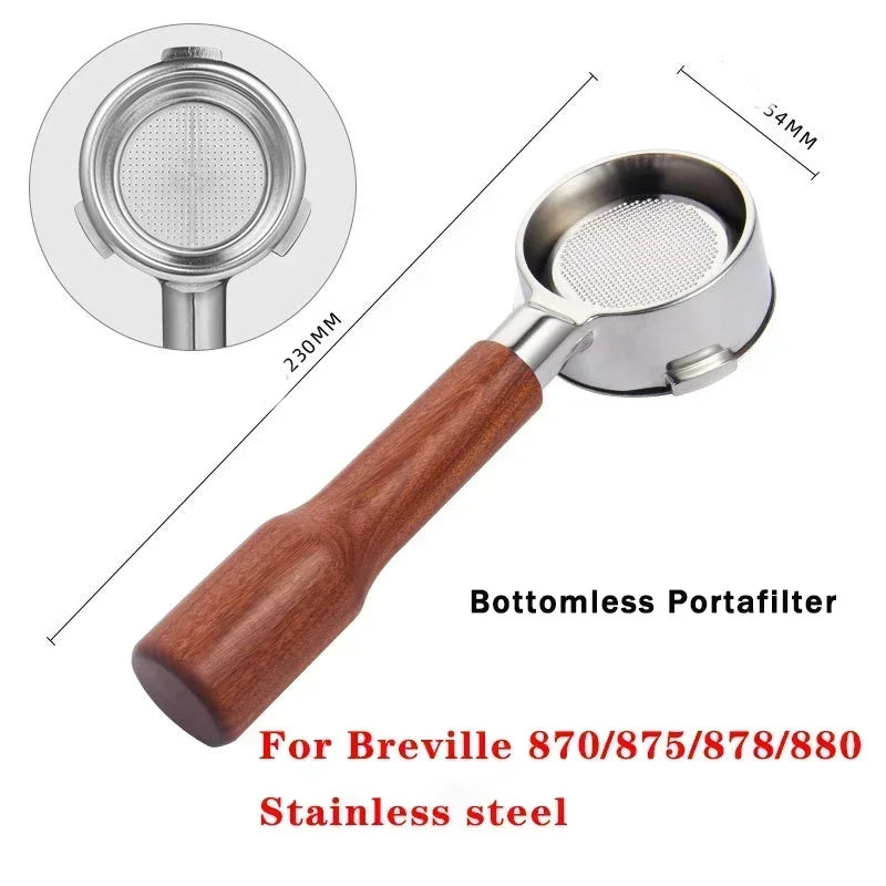 54mm Stainless Steel Double Mouth Portafilter for Breville Sage870/875/878/880 Bottomless Coffee Filter Handle Modification Tool