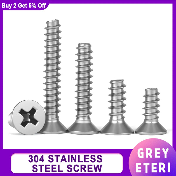 Mini Micro Small 304 Stainless Steel Cross Phillips Flat Bolt Countersunk Head Furniture Screw M1M1.4 M1.6 M1.7 M2M2.3 M2.6M3M4