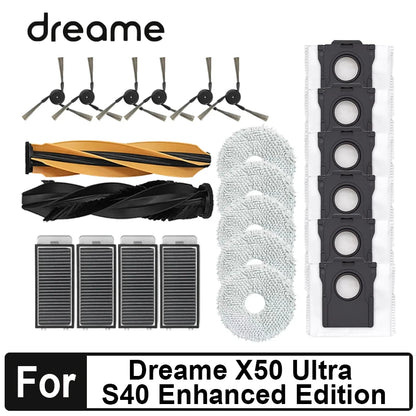 Dreame X50 Ultra / L50 Pro Ultra / S40 Enhanced Edition Vacuum Parts Main Roller Side Brush Hepa Filter Mop Cloth Dust Bag
