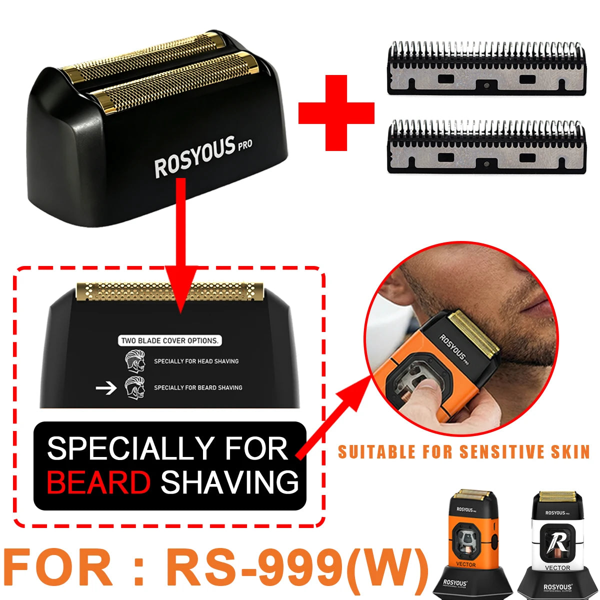 For ROSYOUS RS-999 Quality Replacement Double Foiled Blade Net Electric Shaver Repair Accessories Wholesales